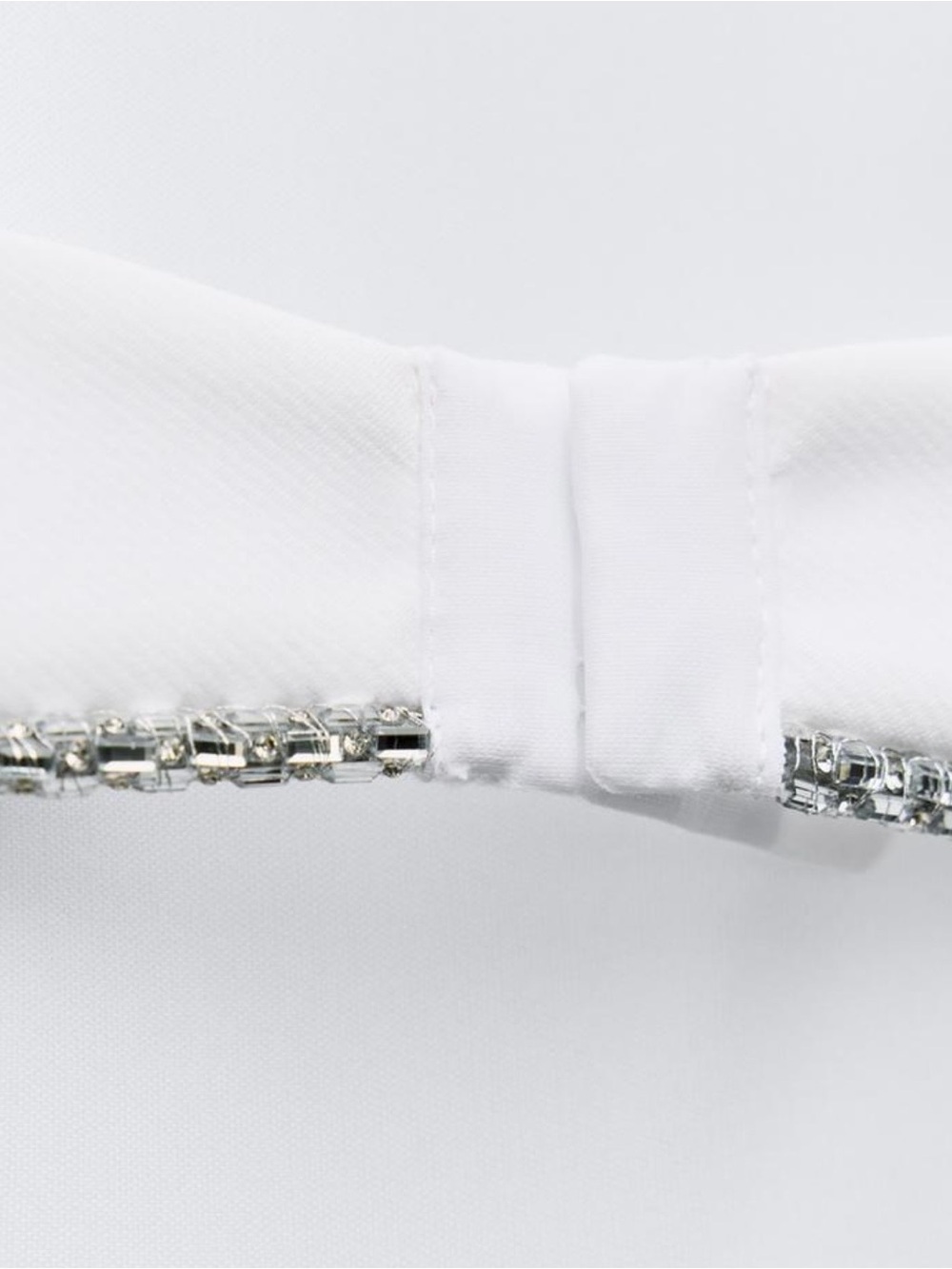 Zara White Sleeveless Cutout Top with Decorative Bling Trim - Picture 9 of 13